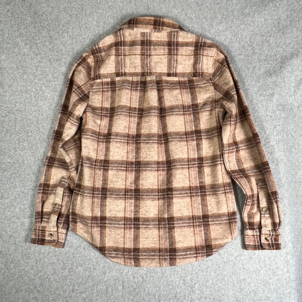 Beachlunchlounge XS Plaid Button Down Shirt Shacket SOFT Tan Brown‎ Knit Cabin - Picture 10 of 10